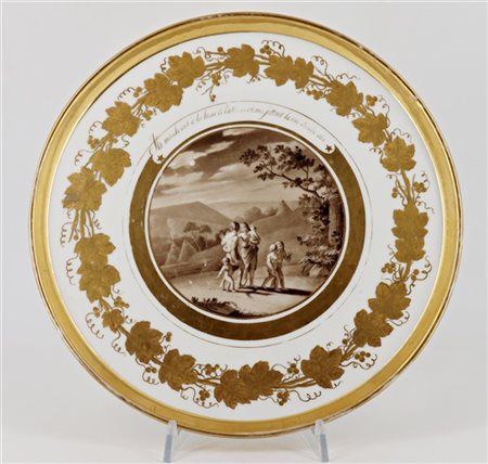 Manifattura P. L. Dagoty, Parigi, inizio secolo XIX. Vassoio circolare in porce