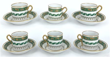 Manifattura Richard Ginori, gruppo di sei tazzine e cinque piattini uniti ad un