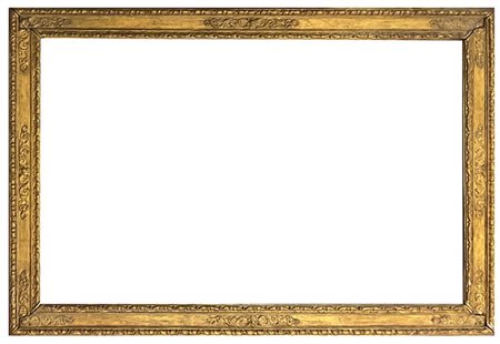 Antica grande cornice a cassetta di forma rettangolare in legno intagliato e do