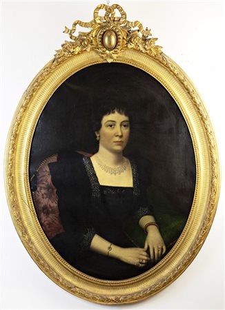 Ignoto del secolo XIX

"Ritratto di Gentildonna" 
olio su tela ovale (cm 95x70)