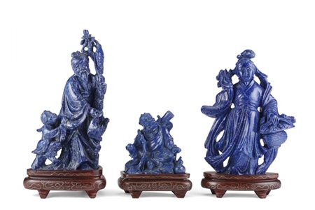 Lotto composto di cinque figure in lapislazzuli raffiguranti quattro figure fem