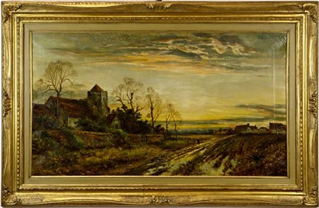 Daniel Sherrin "Paesaggio inglese" 
olio su tela (cm 60x106)
firmato in basso a