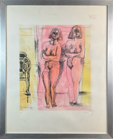 Bruno Cassinari "Senza titolo" 
acquaforte a colori
(lastra cm 58,5x49; foglio c