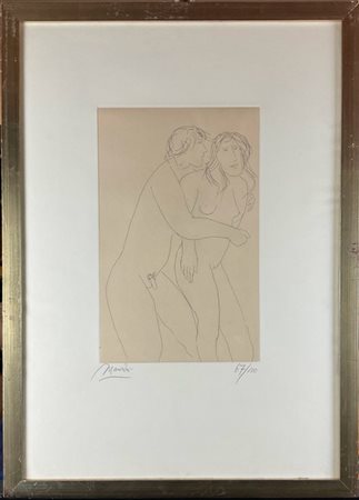 Giacomo Manzù "Senza titolo" 
acquaforte
(lastra cm 39x25; foglio cm 69x48,5)
fi