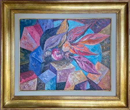Saverio Terruso "Cubi in fuga" 1995
olio su tela
cm 40x50
firmato in basso a des