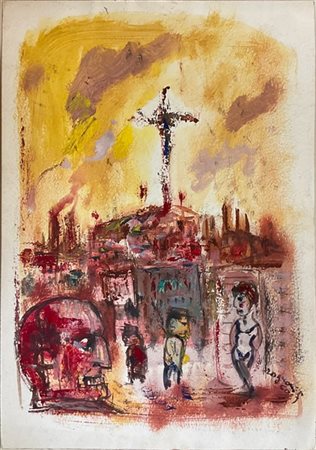 Franco Rognoni "Crocifissione" 1950
tempera su carta
cm 50x36
firmata e datata i