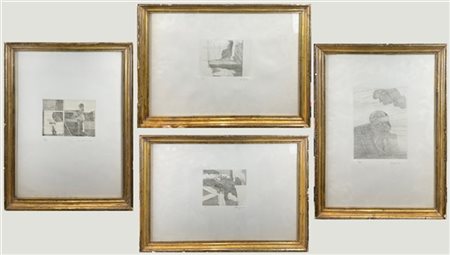 Alfredo Chighine Quattro incisioni a bulino di soggetti diversi
fogli cm 35x50
f