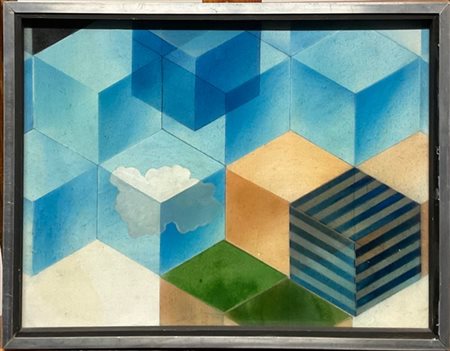 Renato Balsamo "Cielo - mare - terra
Sintesi" 1967
olio e tecnica mista su compe