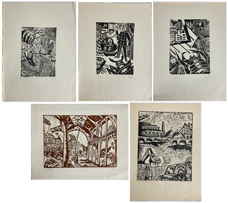 Sergio Birga Lotto composto da sei xilografie, due del medesimo soggetto
misura