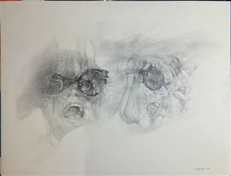 LORENZO VESPIGNANI "Volti con occhiali scuri" 1980
grafite su carta
cm 47,5x63,5