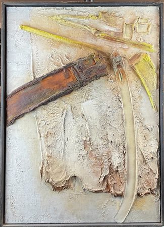 Franco Assetto "Incontro nel bianco" 1960
tecnica mista materica su tela
cm 70x5