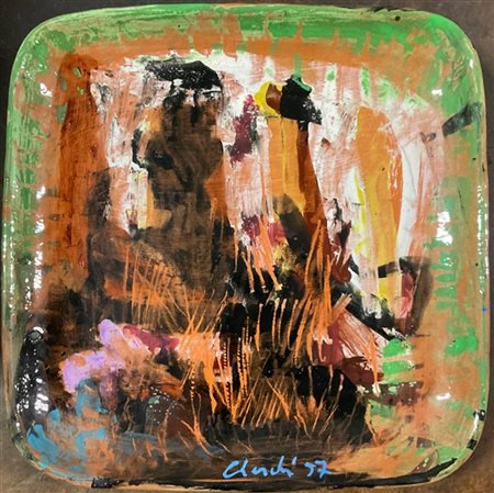 Sandro Cherchi Piatto in terracotta smaltata in policromia
cm 36x36
firmato e da
