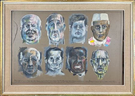 BRUNO CARUSO "Studio di fisionomie per il "Trionfo della Morte" 1964
tempera su