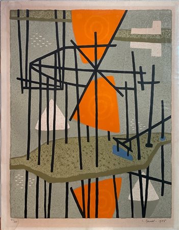 Luigi Spacal "Pompe in Salina" 1955
xilografia a colori
cm 57x44
firmata, datata