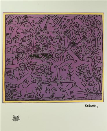 D'apres Keith Haring UNTITLED foto-litografia, cm 70x50; es. 108/150 firma in...