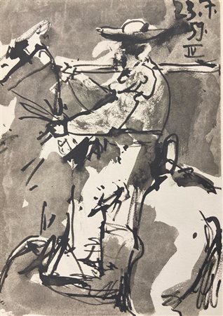 After Pablo Picasso TOROS Y TOREROS stampa tipografica, cm 37x26,5