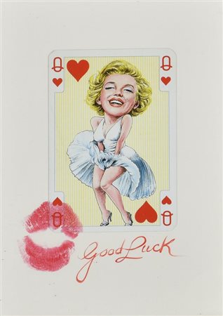 Plinio Martelli e Titti Garelli GOOD LUCK tecnica mista, cm 17x12 sul retro:...