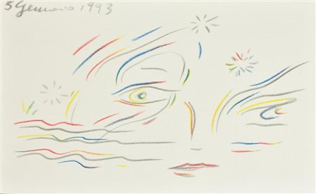 Stefano Tonelli OCCHI, 1993 pastello e matita su carta, cm 11,5x17 data sul...