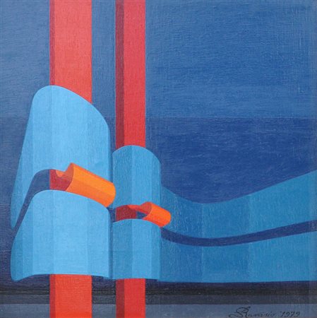 LUIGI RAVASIO Contrasto, 1979 Olio su tela cm. 30x30 Firma e data in basso a...