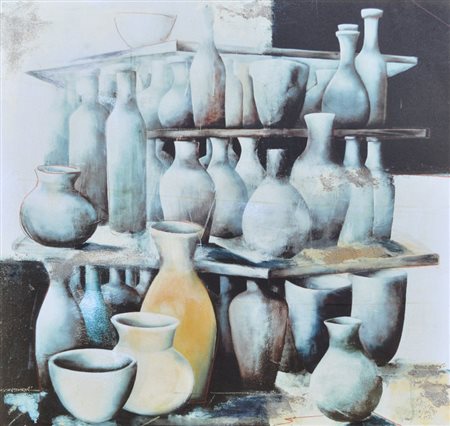 CHRISTINE BÖKE Senza titolo Digital print con intervento d’autore montato su...