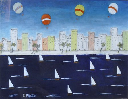 FRANCO FRIZZI Fortaleza Olio su faesite cm. 45x65 Firma in basso a sinistra...