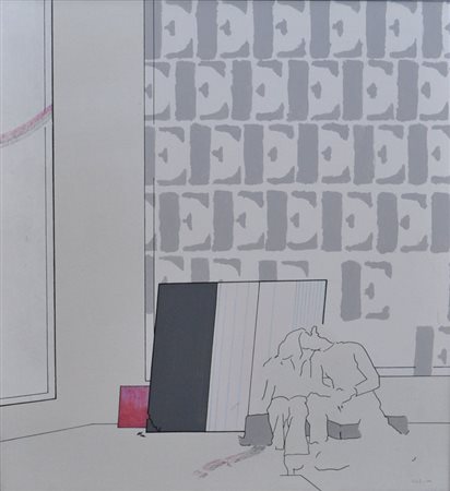 GIANNI DORIGO Interno con amore, 1974 Olio su tela cm. 70x60 Firma e data in...