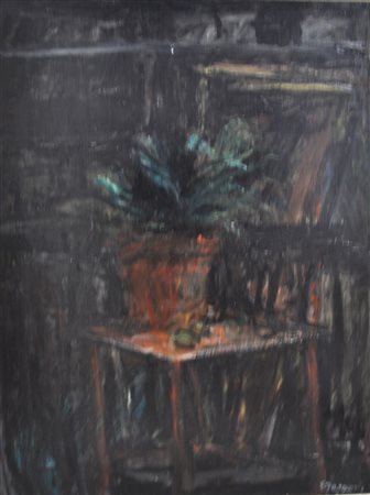 ENZO FARAONI Senza titolo, 2000 Olio su cartone cm. 100x70 Firma e data in...