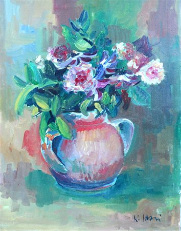 ROBERTO MASI Vaso con fiori, 1973 Olio su tela cm. 70x50 Firma in basso a...
