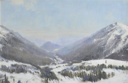 ALESSANDRO BERTI Neve in Toscana Olio su cartone cm. 50x70 Firma in basso a...