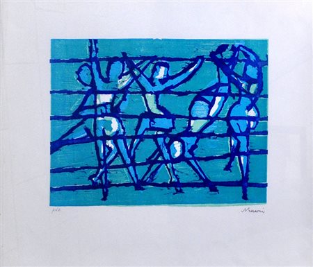 MINO MACCARI Senza titolo Litografia a colori – es. P. d’ A. cm. 50x70 Firma...