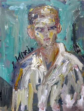 SILVIO LOFFREDO Figura Olio su cartone cm. 50x36 Firma al centro Firma sul...