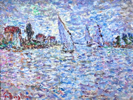 GUIDO BORGIANNI Marina Olio su tela cm. 40x50 Firma in basso a sinistra Firma...