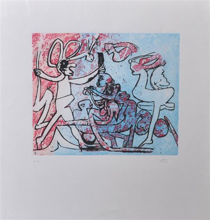 SEBASTIAN MATTA Senza titolo Acquaforte a colori – es. E. A. cm. 56x53 Firma...