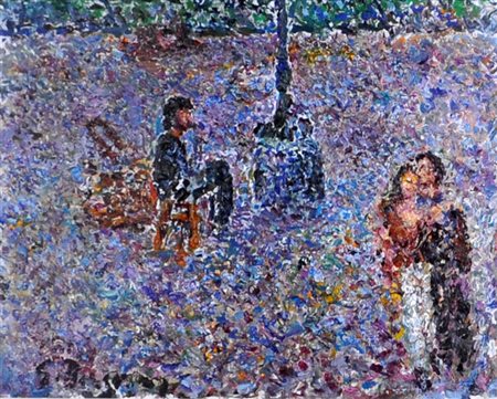 GUIDO BORGIANNI Figure Olio su tela cm. 30x40 Firma in basso a sinistra Firma...