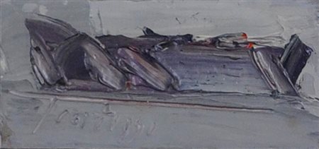 SERGIO SCATIZZI Natura morta Olio su tavola cm. 10,5x26 Firma in basso a...