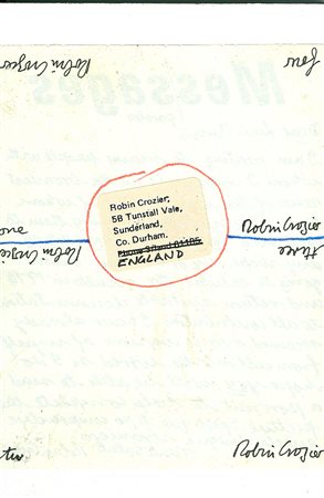ROBIN CROZIER Senza titolo, anni ‘90 Scrittura e collage su carta applicata...