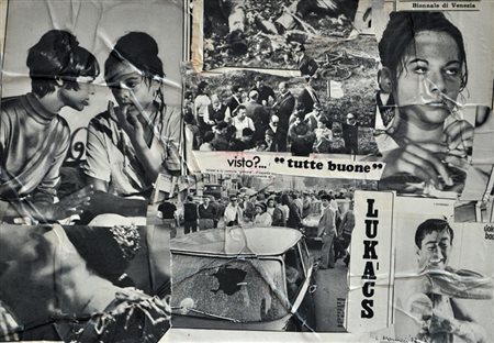 LUCIA MARCUCCI Lukacs, 1972 Collage su cartone cm. 36x50,2 Firma e data in...