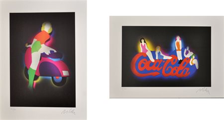 MARCO LODOLA Lotto unico di due litografie a colori firmate e numerate -...