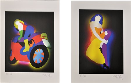 MARCO LODOLA Lotto unico di due litografie a colori firmate e numerate -...