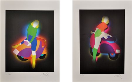 MARCO LODOLA Lotto unico di due litografie a colori firmate e numerate -...