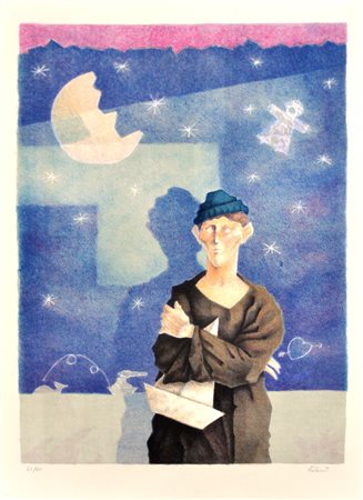 GIAMPAOLO TALANI Solitario Litografia a colori – es. 61/120 cm. 70x49,5 Firma...