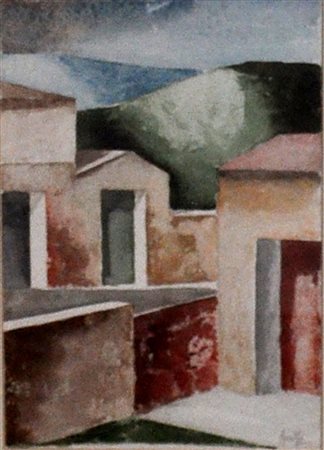 MARCELLO SCUFFI Paesaggio Tecnica mista su carta cm. 28x19 Firma in basso a...