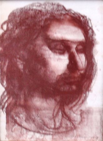 PIETRO ANNIGONI Figura Sanguigna su carta cm. 30x20 Firma in basso a destra