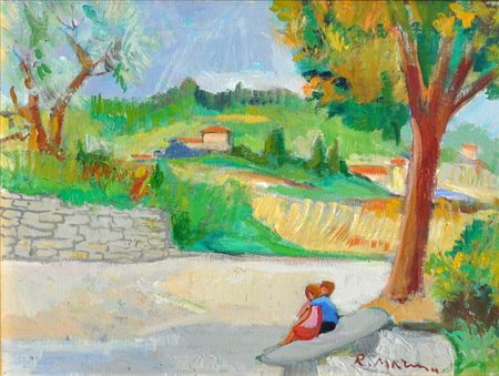 RODOLFO MARMA Settignano Olio su tela cm. 40x50 Firma in basso a destra Firma...