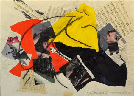 ARTURO CARMASSI Senza titolo, 1978 Collage su faesite cm. 50x70 Firma e data...