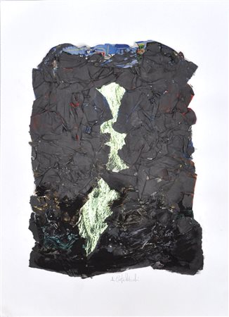 DINO CASTELVECCHI Senza titolo Collage su cartoncino cm. 50x36 Firma in basso...