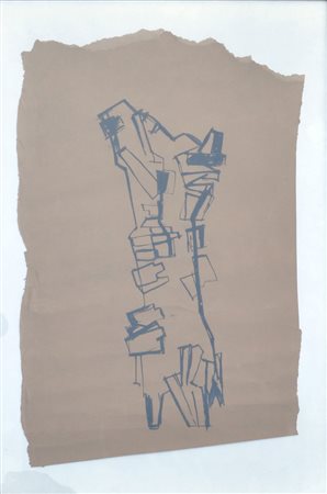 LEONCILLO Tempo ferito, anni ‘60 China su carta beige incollata su cartoncino...