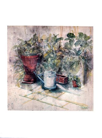 PIERO VIGNOZZI In giardino Litografia a colori – es. 27/120 cm. 76x56 Firma...