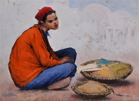 PARIDE CASTELLAN – Pittore orientalista Venditore arabo Olio su faesite cm....