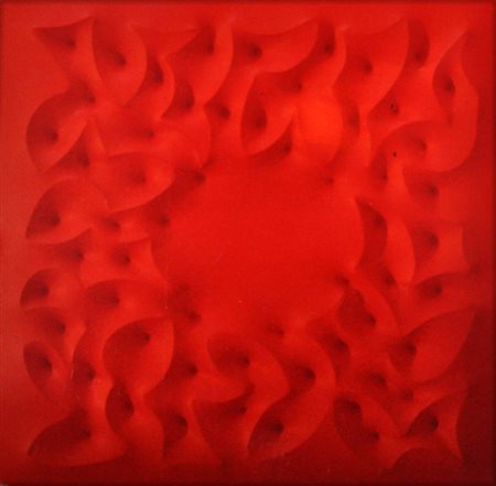 GIUSEPPE AMADIO Rosso Estroflessione su tela cm. 70x70 firmata Foto...